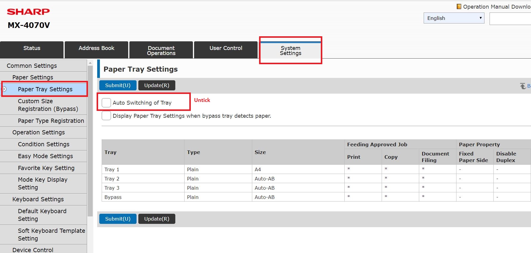 Auto Tray Switching Settings Newman Business Solutions